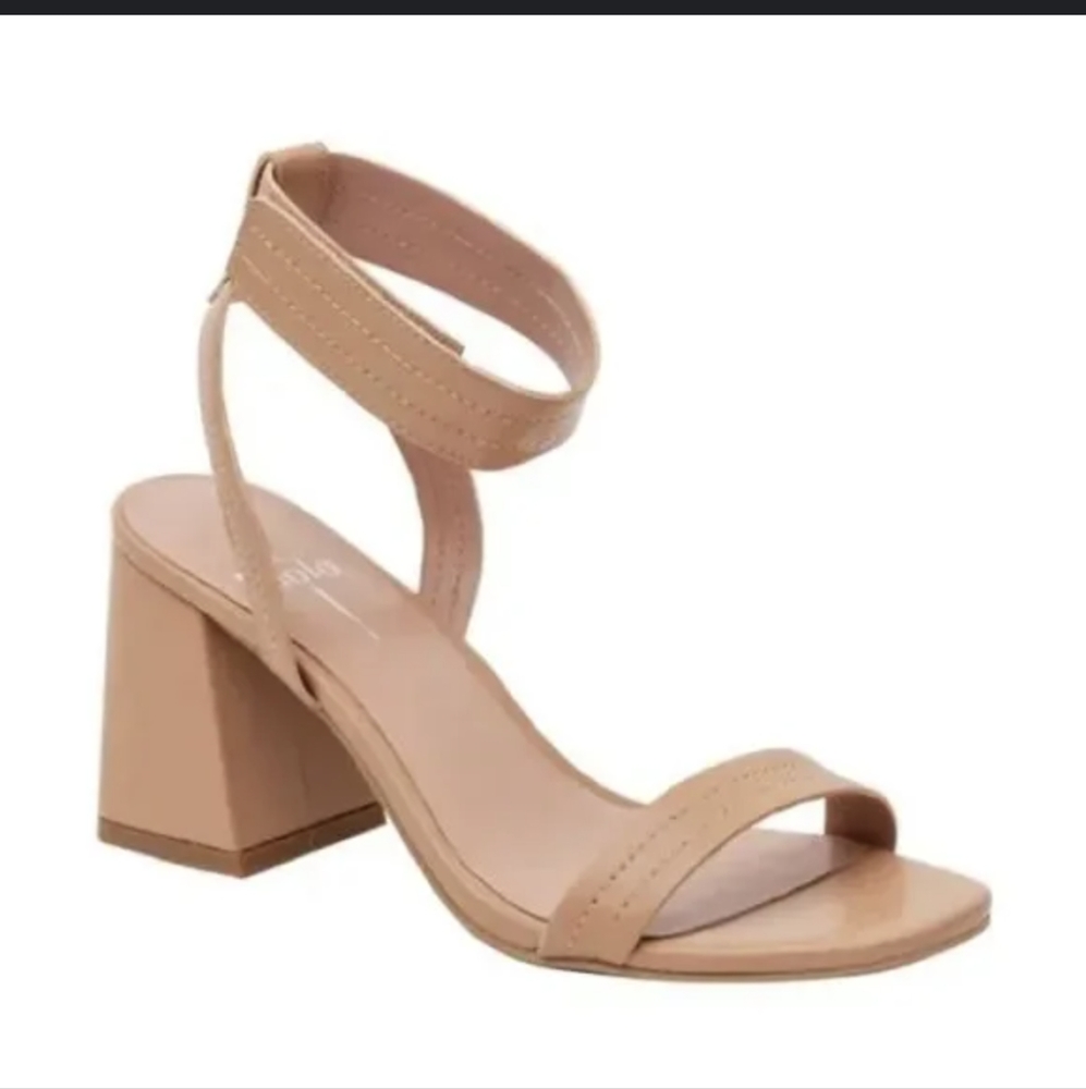 Paolo Nude Block Heel Ankle Strap Sandals